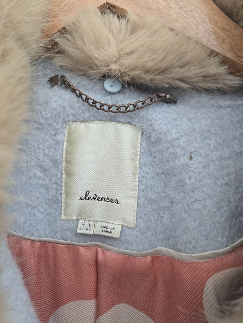 ANTHROPOLOGIE SIZE 12 elevenses beatrix coat *RARE* fur collar, ice queen - Picture 6 of 14